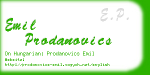 emil prodanovics business card